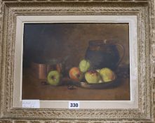 LB, oil on panel, still life of fruit, 23 x 31cm