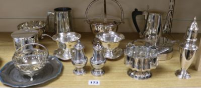 Assorted plated and pewter wares
