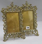 A pair of brass photograph frames