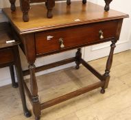 A 17th century style oak side table, W.83cm