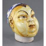 A faience / delft Chinese head