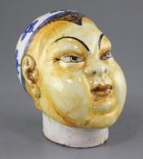 A faience / delft Chinese head