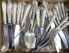 A quantity of early 20th century German 800 standard cutlery, weighable silver 107 oz.
