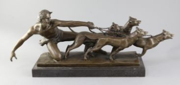 Helety. A bronze of a hunter and hounds