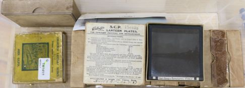 A collection of glass magic lantern slides, 1920's and 30's, including Paris, Holland, Germany,