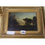 19th century Italian School, oil, classical landscape, 14 x 20cm