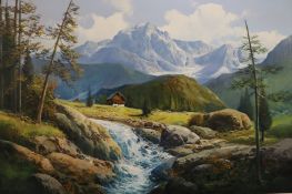 De Rosa, oil on canvas, Alpine landscape, 60 x 90cm