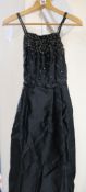 A Blanes of London vintage ball gown, black silk with bead and sequin decoration to bodice,