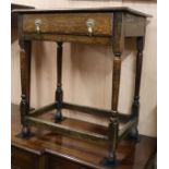 A William and Mary style oak lowboy, W.62cm