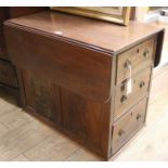 A mahogany chest fitted three drawers with a drop flap top, W.71cm