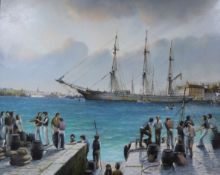 Max Brandrett, oil, harbour scene, signed and dated 80, 64cm x 80cm