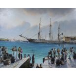 Max Brandrett, oil, harbour scene, signed and dated 80, 64cm x 80cm