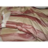 Two pairs of double width striped silk curtains, 89 x 60in. and 89 x 70in.