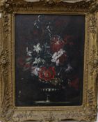 A 19th century English School, oil on canvas, still life, vase of flowers 40 x 30.5cm