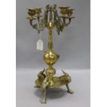 A four branch brass candelabra