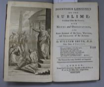 Longinus, Dionysius - On The Sublime, translated by William Smith, 4th edition, 8vo, calf,