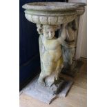 A pair of composition putto urns, H.96cm