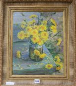 Russian School, oil, still life of flowers, 40cm x 32cm