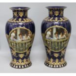 A pair of Vienna style vases