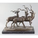 A bronze of three ibex