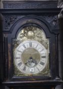An 18th century black and gold lacquer eight day longcase clock, H.200cm