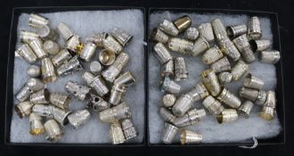A collection of ninety two assorted mainly early to late 20th century thimbles including seventy