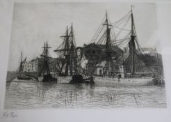 William Pye, etching, Weymouth Harbour, signed and dated 1903, 36 x 50cm