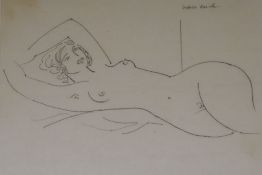 Maurice Charles Louis Van Essche, South African 1906-1977, ink on paper, nude study, 21 x 29cm