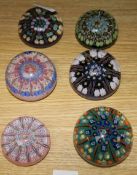 Six early Perthshire millefiori glass paperweights