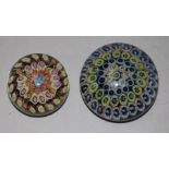 Two Salvador Ysart concentric millefiori glass paperweights