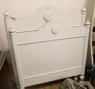 A French cream painted single sized sleigh bed, W.95cm
