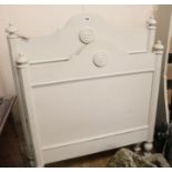 A French cream painted single sized sleigh bed, W.95cm