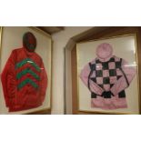 A framed pair of jockey silks