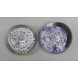 Two early English millefiori glass paperweights, probably Stourbridge, mid 19th century