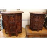 A graduated pair of Indian inlaid hardwood occasional tables, Diam. 53cm and 46cm