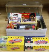 Eight various boxed diecast vehicles and a scratch-built model of the RMSO Co. ship, the SS Esk, the