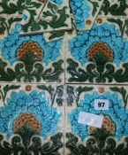 A set of ten moulded Minton Hollins tiles