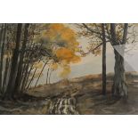 L. H. Walker, watercolour, woodland scene, 35 x 54cm