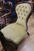 A Victorian mahogany button back nursing chair