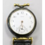 A gentleman's early 20th century gun metal Omega manual wind wrist watch, case numbered 3946677, (