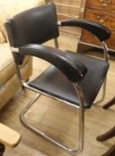 An Art Deco leather and chrome chair