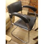 An Art Deco leather and chrome chair