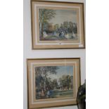 19th century, pair of watercolours, ladies at croquet and archery, 35 x 44cm