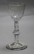 A knopped facet stem drinking glass, c.1785