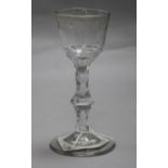 A knopped facet stem drinking glass, c.1785