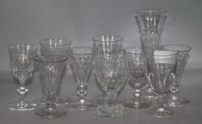 A collection of ten late 18th and early 19th century wine and liqueur glasses