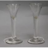 A pair of airtwist cordial glasses, c.1750