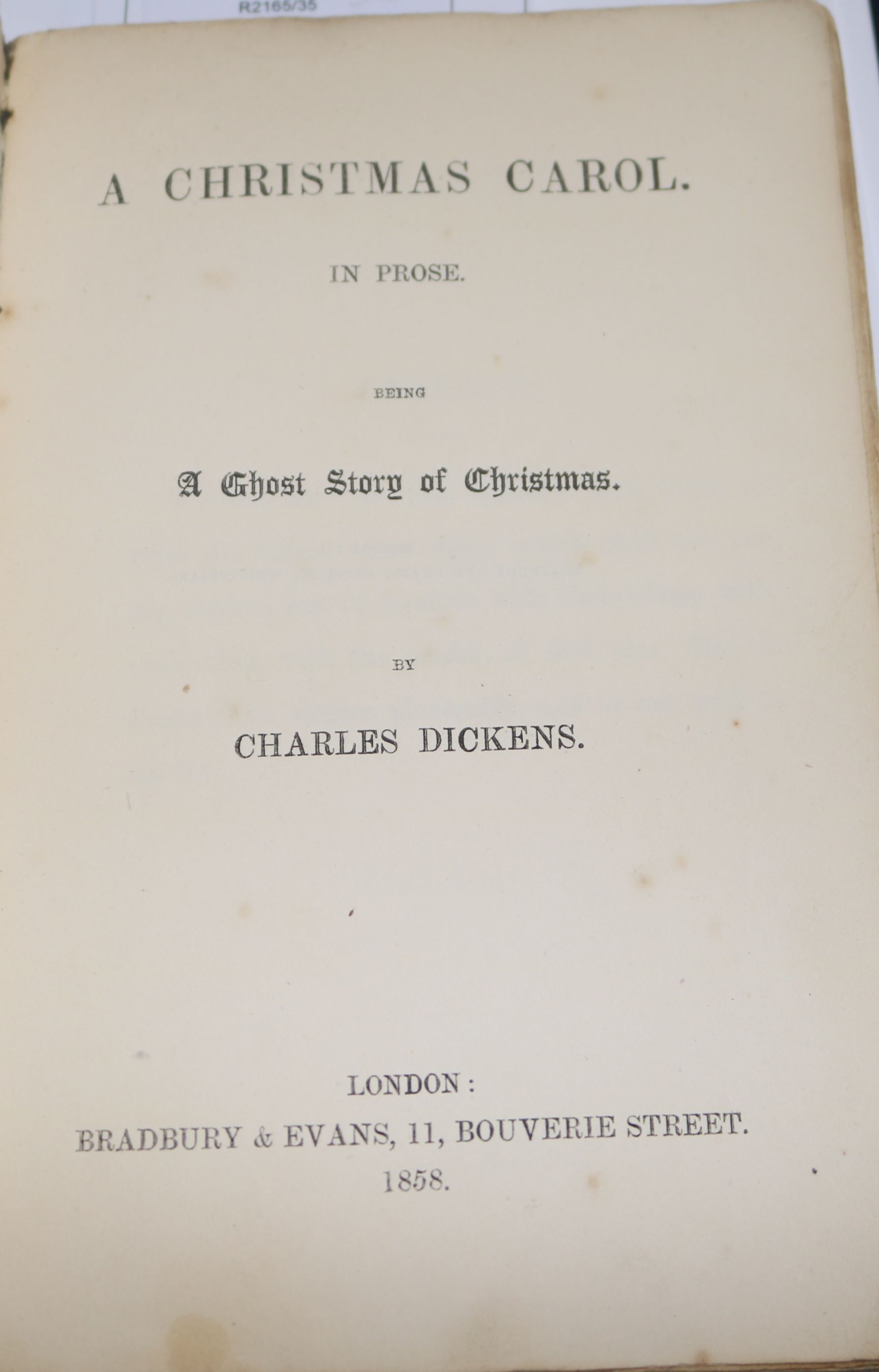 Dickens, Charles - A Christmas Carol, 8vo, original printed wraps, Bradbury and Evans, London 1858 - Image 3 of 4