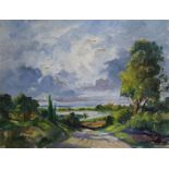 R Dumont Smith oil on canvas Landscape51 x 66cm. unframed