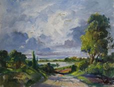 R Dumont Smith oil on canvas Landscape51 x 66cm. unframed